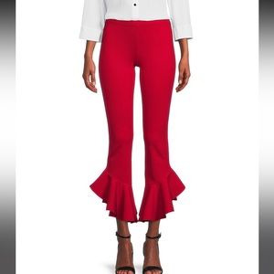 Slim Factor by Investments Wide Waistband Tapered Ruffle Flare Ankle Pants 💃🏼